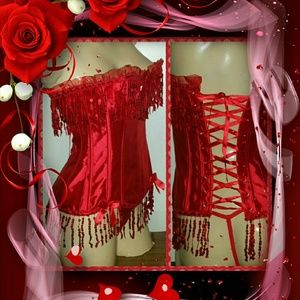 NEW! Red Sequin Bustier Corset Top Lingerie